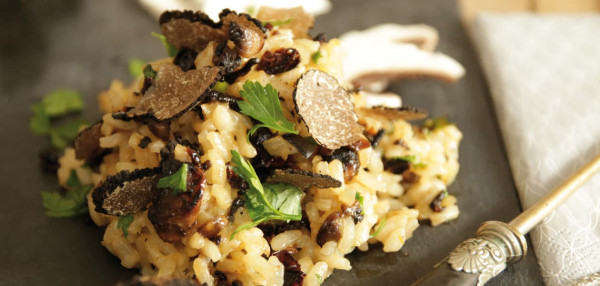 Weihnachtliches Trüffelrisotto mit gebratenen Pilzen Rezept